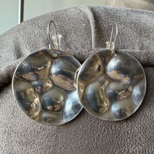 Silver Hammered Disc Earrings